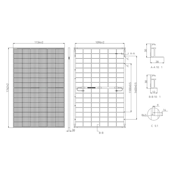 Glas-Glas Bifazial Full-Black-Solarmodul Tongwei TWMNH48HC 435W Details - Bild